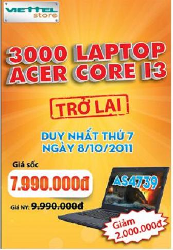 Ngày vàng mua máy tính Acer AS4739 chỉ với 7.990.000 đồng